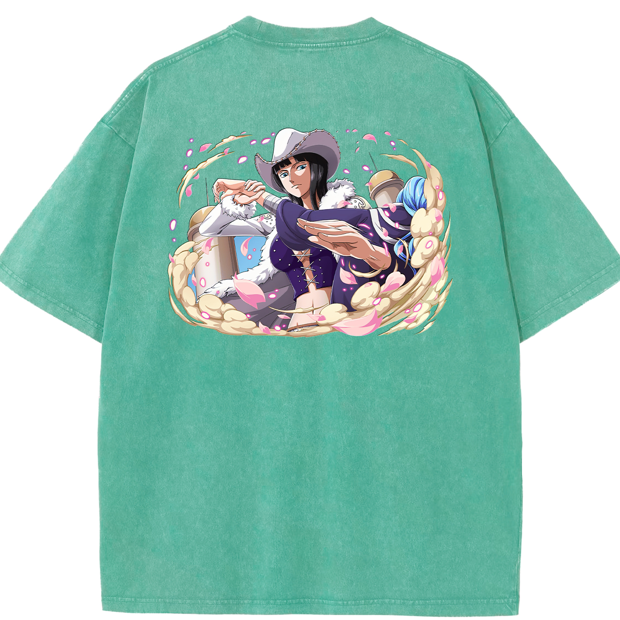 ワンピース ニコ・ロビン ONE PIECE Nico Robin 綿100% ヴィンテージ風 半袖Tシャツ（背面プリント）